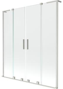 Mexen Velar L Duo kétpaneles, tolóajtós kádparaván 150 x 150 cm, átlátszó, kefélt nikkel - 896-150-003-02-97