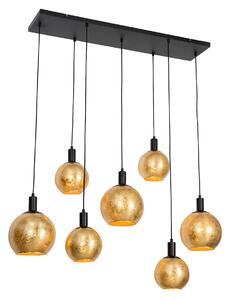 Design függőlámpa fekete, arany üveggel 7 lámpás - Bert