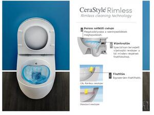CeraStyle CITY fali WC - MATT SZÜRKE - rilmless - perem nélküli - rejtett szerelésű - mély öblítés