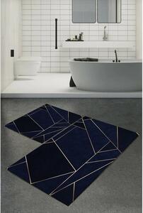 Sötétkék fürdőszobai kilépő szett 2 db-os 60x100 cm Geometric – Mila Home