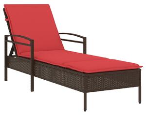 VidaXL barna napozóágy párnával 63x200x81 cm polyrattan (csak az USA-ban)