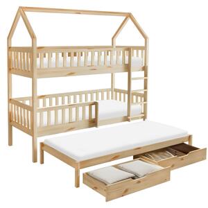 Montessori emeletes ágy pótággyal, természetes, VENITA TYP 1