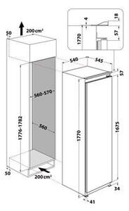 Whirlpool WHSD18A073C1P Beépíthető hűtő, 306 l, E , 6. Érzék Fresh Control funkció, prémium LED világítás, ventilátor antibakteriális szűrővel, üvegpolcok, 4db palacktartó, 3 Fresh Box, 30 dBA, 177x54x54.5 cm