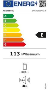 Whirlpool WHSD18A073C1P Beépíthető hűtő, 306 l, E , 6. Érzék Fresh Control funkció, prémium LED világítás, ventilátor antibakteriális szűrővel, üvegpolcok, 4db palacktartó, 3 Fresh Box, 30 dBA, 177x54x54.5 cm