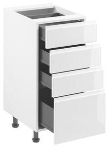 Alsószekrény, fehér/fehér extra magasfényű HG, AURORA D40S4