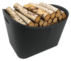 KONDELA Fatároló kosár műbőrből, fekete, HOLZO