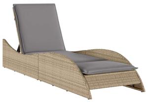 VidaXL Napozóágy - Polyrattan - Bézs - 205 cm