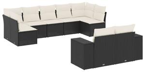 VidaXL Polyrattan Kerti Ülőgarnitúra - 9 részes - Fekete