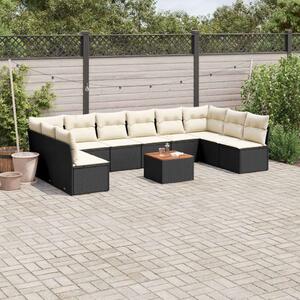 VidaXL Polyrattan Kerti Ülőgarnitúra - 11 részes - Fekete