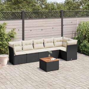 VidaXL Polyrattan Kerti Ülőgarnitúra - 7 részes - Fekete