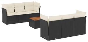 VidaXL Polyrattan Kerti Ülőgarnitúra - 7 részes - Fekete