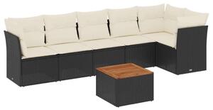 VidaXL Polyrattan Kerti Ülőgarnitúra - 7 részes - Fekete