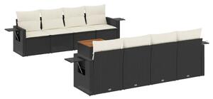 VidaXL Polyrattan Kerti Ülőgarnitúra - 9 részes - Fekete