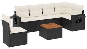VidaXL Polyrattan Kerti Ülőgarnitúra - 7 részes - Fekete