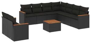VidaXL Polyrattan Kerti Ülőgarnitúra - 10 részes - Fekete