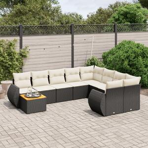 VidaXL Polyrattan Kerti Ülőgarnitúra - 10 részes - Fekete