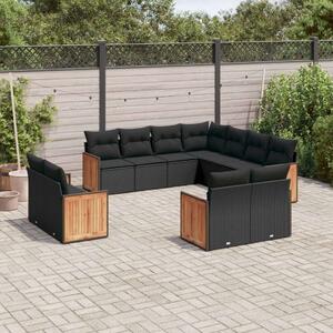 VidaXL Polyrattan Kerti Ülőgarnitúra - 11 részes - Fekete