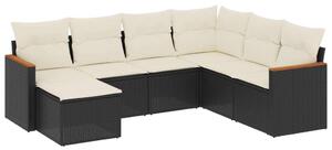 VidaXL Polyrattan Kerti Ülőgarnitúra - 7 részes - Fekete