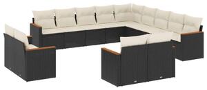 VidaXL Polyrattan Kerti Ülőgarnitúra - 13 részes - Fekete