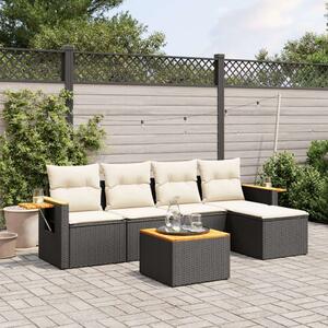 VidaXL Polyrattan Kerti Ülőgarnitúra - 6 részes - Fekete
