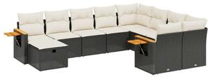 VidaXL Polyrattan Kerti Ülőgarnitúra - 10 részes - Fekete