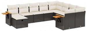 VidaXL Polyrattan Kerti Ülőgarnitúra - 10 részes - Fekete