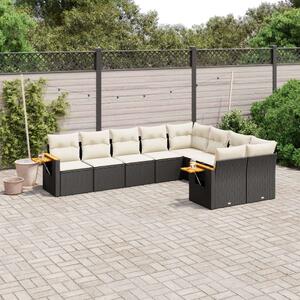 VidaXL Polyrattan Kerti Ülőgarnitúra - 9 részes - Fekete