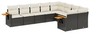 VidaXL Polyrattan Kerti Ülőgarnitúra - 9 részes - Fekete