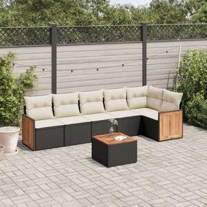 VidaXL 7 részes Kerti Ülőgarnitúra - Fekete Polyrattan
