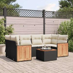 VidaXL Polyrattan Kerti Ülőgarnitúra - 7 részes - Fekete