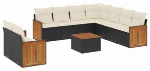 VidaXL Polyrattan Kerti Ülőgarnitúra - 10 részes - Fekete