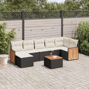 VidaXL 8 részes Kerti Ülőgarnitúra - Fekete Polyrattan