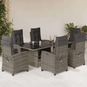 VidaXL 7 részes szürke polyrattan kerti étkezőgarnitúra párnával