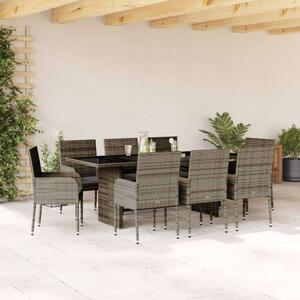 Polyrattan Kerti Étkezőgarnitúra - 9 részes - Szürke