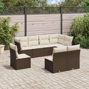 Polyrattan Kerti Ülőgarnitúra - 8 részes - Barna