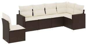 Polyrattan Kerti Ülőgarnitúra - Barna - 6 részes