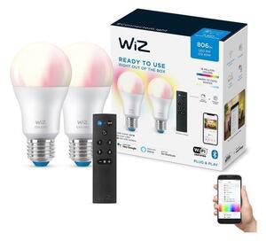 WiZ KÉSZLET 2x LED RGBW Dimmelhető izzó A60 E27/8,5W/230V 2200-6500K Wi-Fi + távirányító - WiZ WI0150