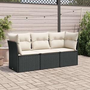 VidaXL 3 részes Kerti Ülőgarnitúra - Polyrattan - Fekete