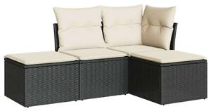 VidaXL Polyrattan Kerti Ülőgarnitúra - 4 részes - Fekete
