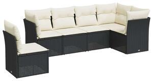 VidaXL Polyrattan Kerti Ülőgarnitúra - 6 részes - Fekete