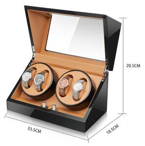 Óraforgató, óratartó doboz 4 karórához fekete színben fekete belsővel (JH40BW-BLACK-BLACK)