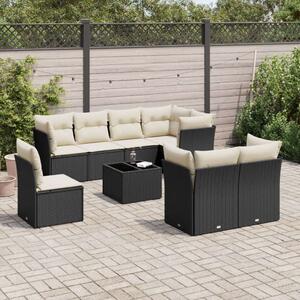 VidaXL Polyrattan Kerti Ülőgarnitúra - 9 részes - Fekete