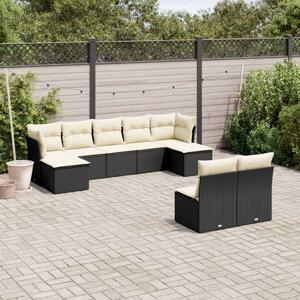 VidaXL Polyrattan Kerti Ülőgarnitúra - 9 részes - Fekete