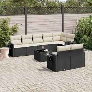 VidaXL Polyrattan Kerti Ülőgarnitúra - 9 részes - Fekete