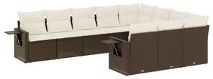 VidaXL 10 részes barna polyrattan kerti ülőgarnitúra párnákkal