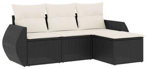 VidaXL Polyrattan Kerti Ülőgarnitúra - 4 részes - Fekete