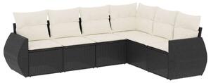 VidaXL Polyrattan Kerti Ülőgarnitúra - 6 részes - Fekete