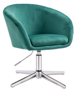 HR8326CROSS Sötétzöld modern velúr szék krómozott lábbal