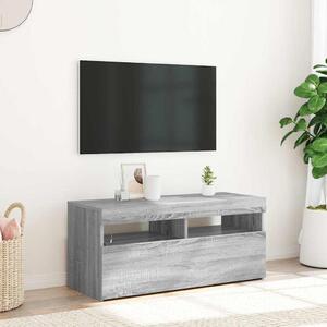 Szürke sonoma színű TV-szekrény LED-világítással 90x35x40 cm