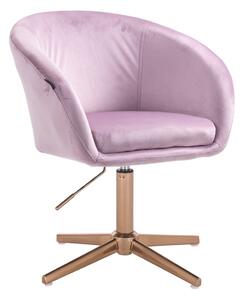 HR8326CROSS Halványlila modern velúr szék arany lábbal